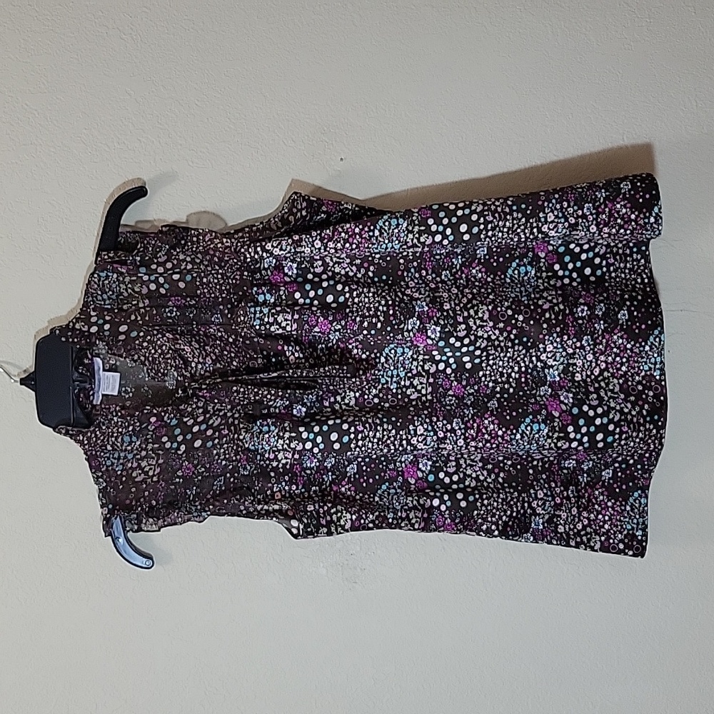 NWOT Brown and Multicolored Floral Sleeveless Top with Tie Up